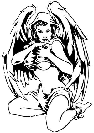Angel Girl Stencil 1
