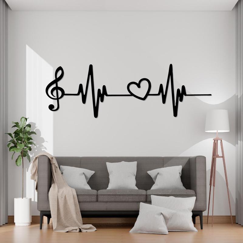 Heartbeat Music Note Metal Wall Art Laser Cut