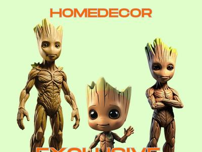Groot: Young, Teenage, Mature 3 models with base 