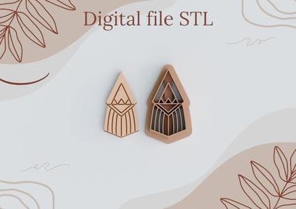 Digital STL files for 3D printing Clay earrings Raffia Macrame trendy style cutters Polymer clay tools sharp version cutters download files