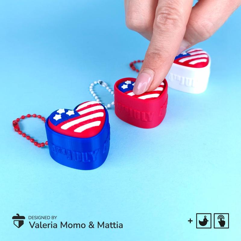 🇺🇸✨ USA Heart Clicker Keychain – 4th of July Edition ❤️💙