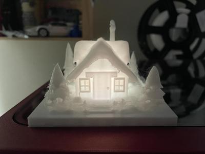 Cozy Snow Covered Log Cabin - Tea Light