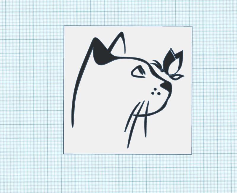 Cute cat frame with butterfly on nose - wall decor for kids room or pet lovers