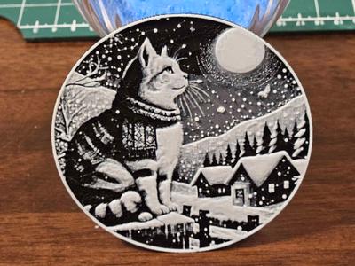 Cat in the Winter Coaster