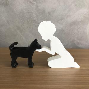 GIRL AND her DOG(afro hair) FOR 3D PRINTER OR LASER CUT