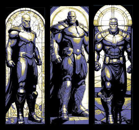 Fan art set of 3 Bookmarks - Marvel's comic character Thanos immortalized in stained glass windows