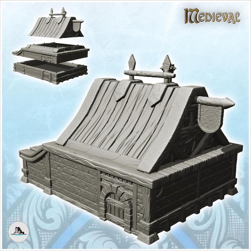 Medieval annex building with spiked roof (2) - Medieval Fantasy Magic Feudal Old Archaic Saga 28mm 15mm