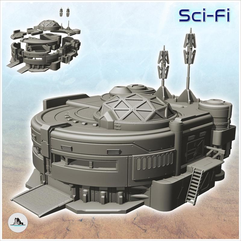 Laboratory with dome and antennas (11) - Future Sci-Fi SF Infinity Terrain Tabletop Scifi