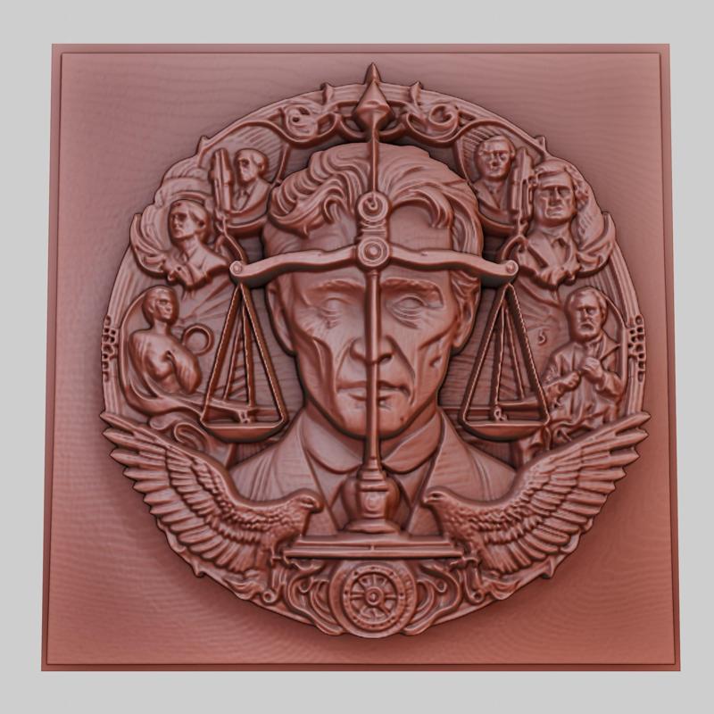 Equilibrium 3d printer relief medallion obj stl