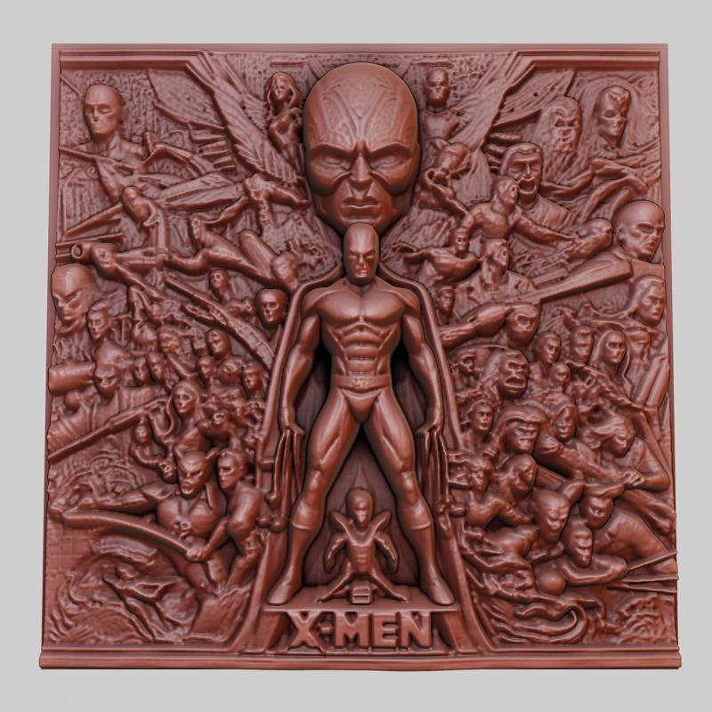 X-Men 3d printer relief medallion obj stl