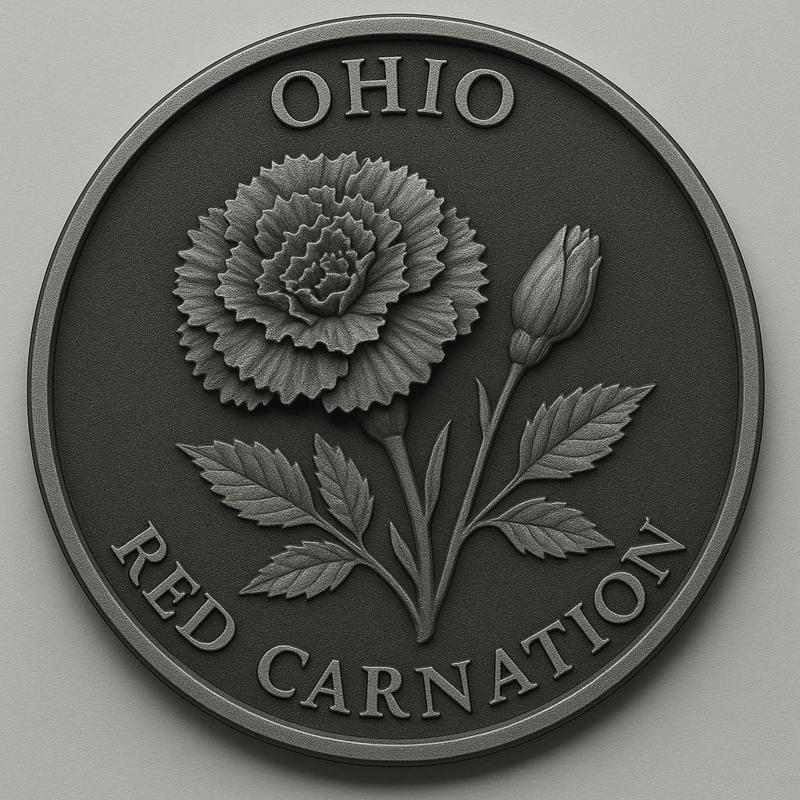 Ohio state flower Red carnation coin token wall art