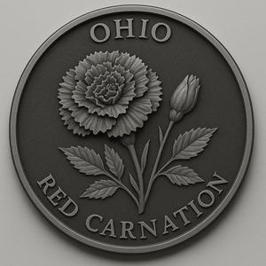 Ohio state flower Red carnation coin token wall art