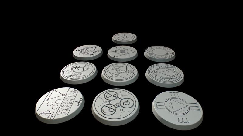 10 32mm Arcane symbol bases