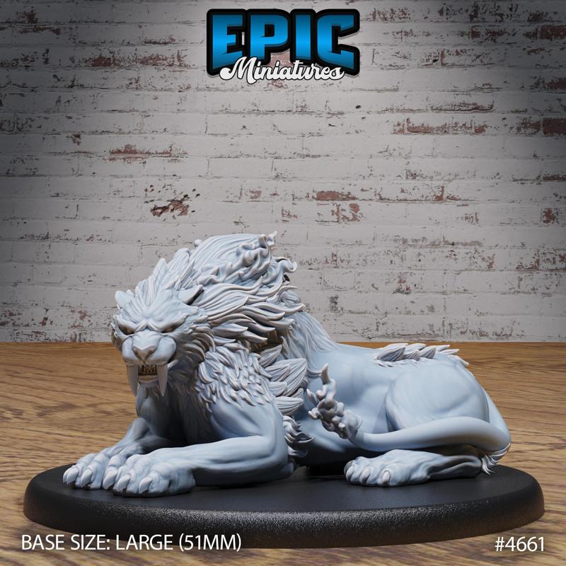 Sabertooth Beast Rest ‧ DnD Miniature ‧ Tabletop Miniatures ‧ Gaming Monster ‧ 3D Model ‧ RPG ‧ DnDminis ‧ STL FILE