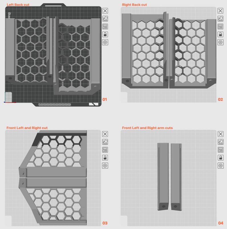 Cut up AMS riser parts for easier printing