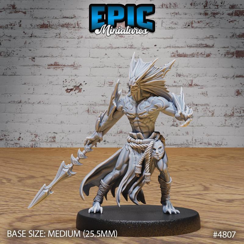 Atlantean Merfolk Spear ‧ DnD Miniature ‧ Tabletop Miniatures ‧ Gaming Monster ‧ 3D Model ‧ RPG ‧ DnDminis ‧ STL FILE