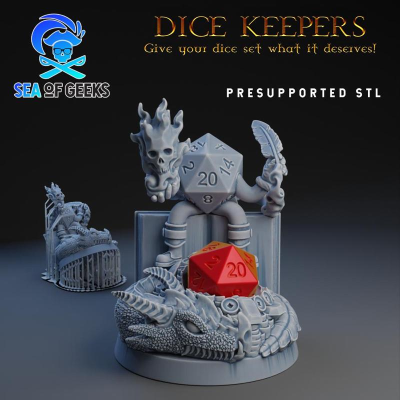 Dice Keepers - D20 Dungeon Master miniature & polyhedral dice stand