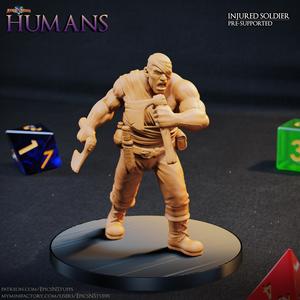 Injured Human Soldier 1A Miniature - Pre-Supported