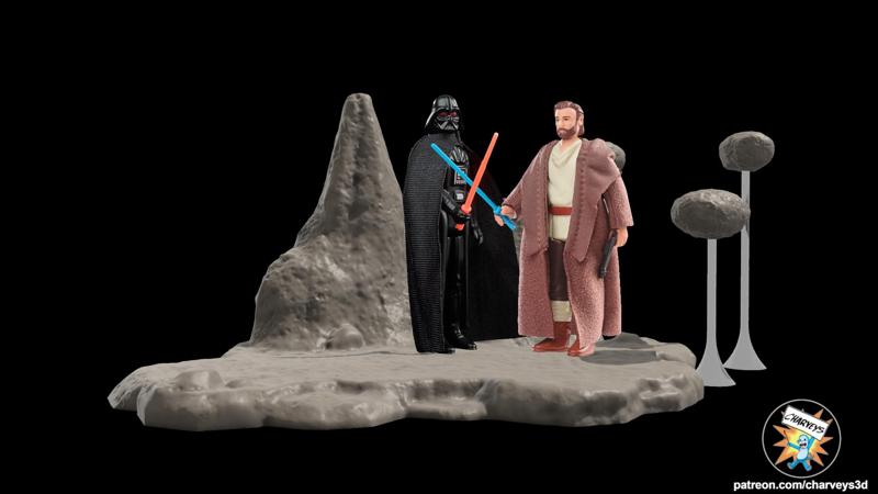 Star Wars Retro Obi-Wan/Vader Duel Diorama for 3.75" figures