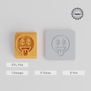 Money Face Stamp Tile Set, 5 Sizes, Perfect for Clay, Cookies & Fondant, Emoji Motif 20-40mm PRODUCT_2511