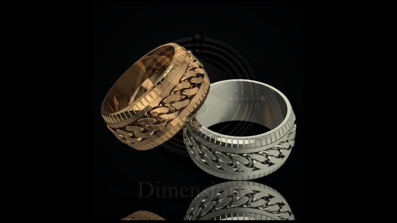 Half Round Ring with Cuban Link