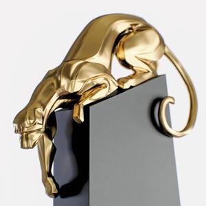 Jaguar Sculpture with Base - Feline Sculpture