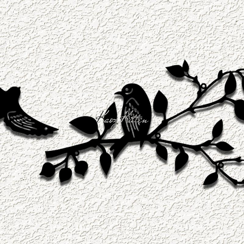 bird branch 2 set wall art home decor