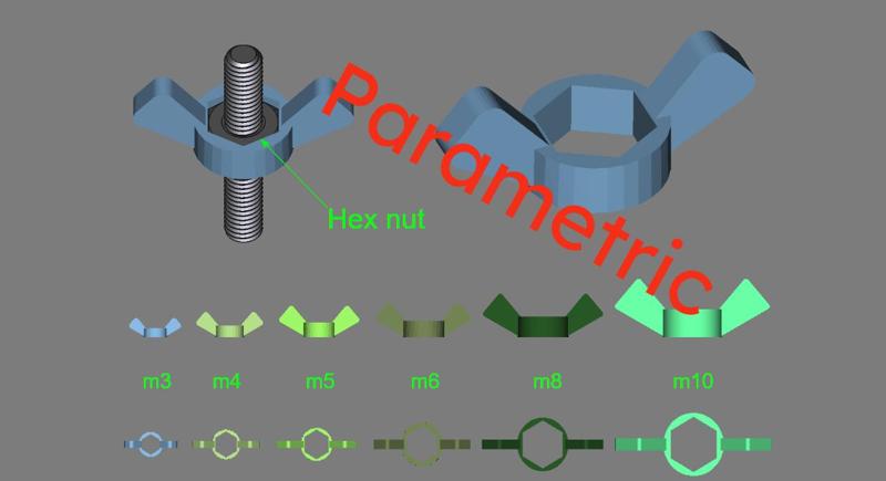 Parametric Hex Nut To Wing Nut