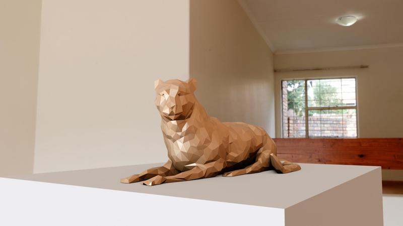 cheetah sitting low poly statue stl