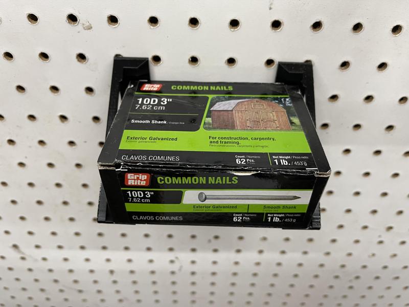 Pegboard Shelf/Brackets for 1 pound Nail Boxes