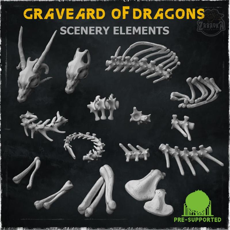 Graveard of Dragons (Scenery Elements) - Wargame Bases & Toppers 2.0