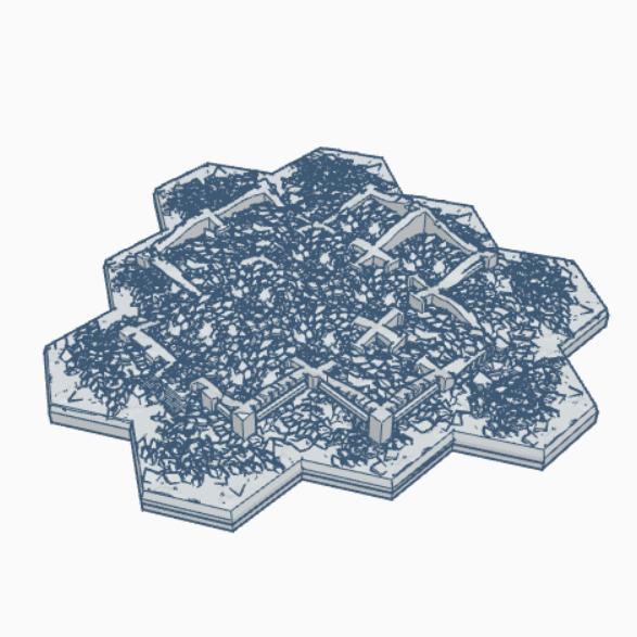 Gothic Destroyed Building 7 with Hex Base GDHB007