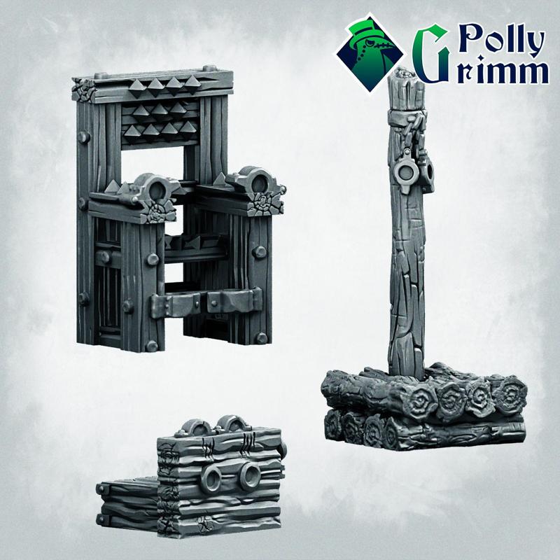 Grimtale. Inquisition set. Tabletop miniature. Terrain, torture devices