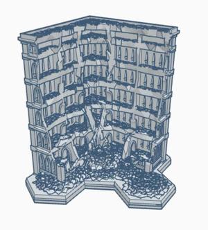 Gothic Ruined Building 40 with Hex Base GRHB040