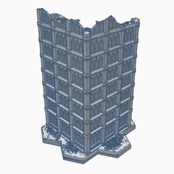 Gothic Ruined Building 107 with Hex Base GRHB107