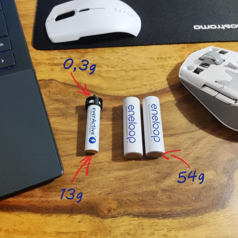 Lightweight battery adapter AAA/LR03 to AA/R03