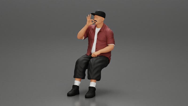 Gangster homie in cap Sitting On the car And Smoking Cigar