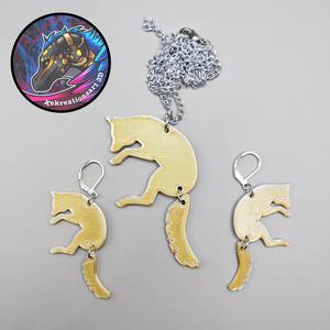 Fox Jewelry Set, Necklace Earrings