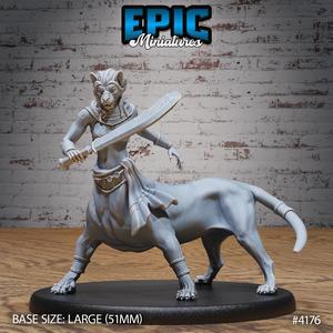 Lion Centaur Bastet Devotee Sword ‧ DnD Miniature ‧ Tabletop Miniatures ‧ Gaming Monster ‧ 3D Model ‧ RPG ‧ DnDminis ‧ STL FILE