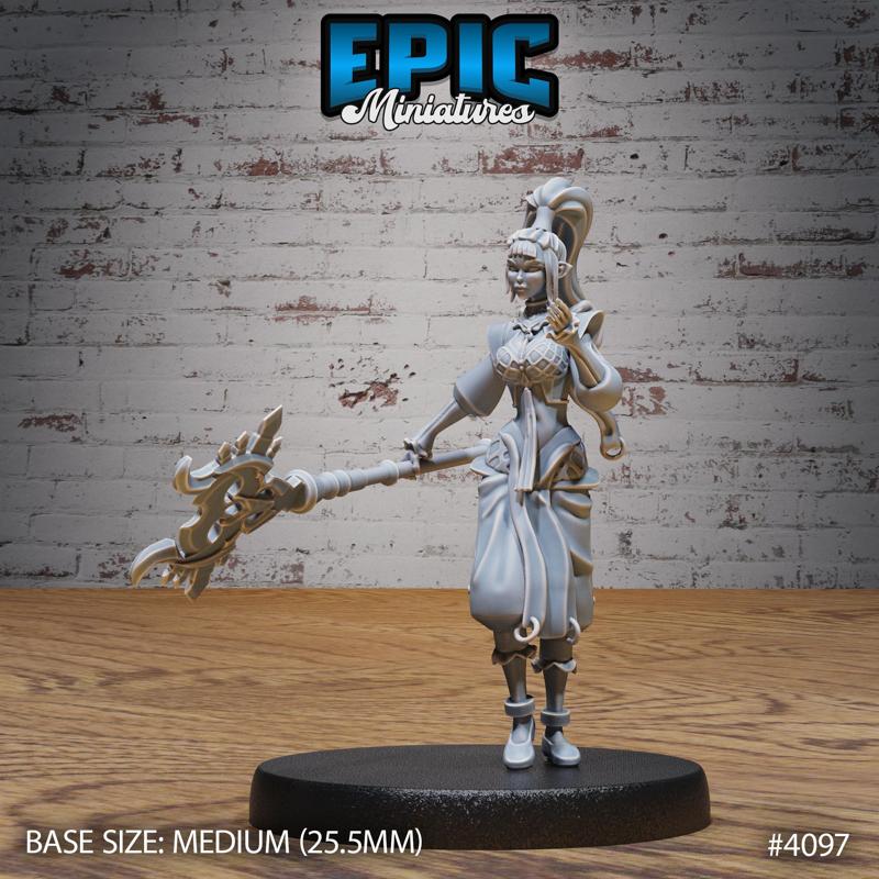 Elf Sorceress Attack ‧ DnD Miniature ‧ Tabletop Miniatures ‧ Gaming Monster ‧ 3D Model ‧ RPG ‧ DnDminis ‧ STL FILE