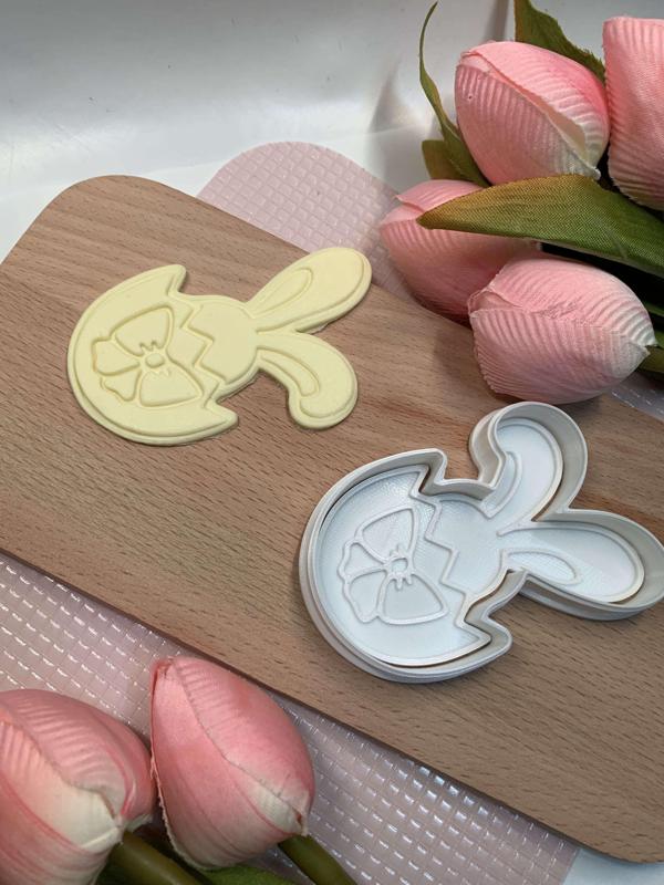 Easter rabbit and egg cookie cutter stamp