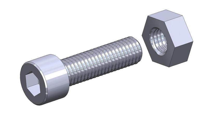 M10 x 40mm bolt DIN 912 VG + M10 nut DIN934 Nut Screw