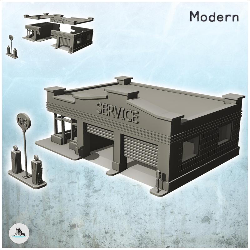 Modern gas station with garage doors and two gas pumps (22) - Cold Era Modern Warfare Conflict World War 3