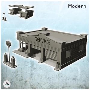 Modern gas station with garage doors and two gas pumps (22) - Cold Era Modern Warfare Conflict World War 3