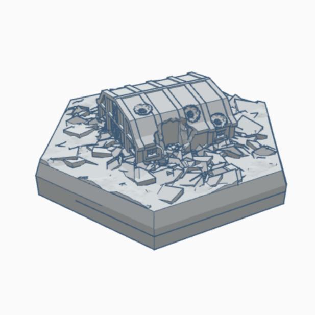 Modern Ruined Barn Hex Map Scale HMSMR024