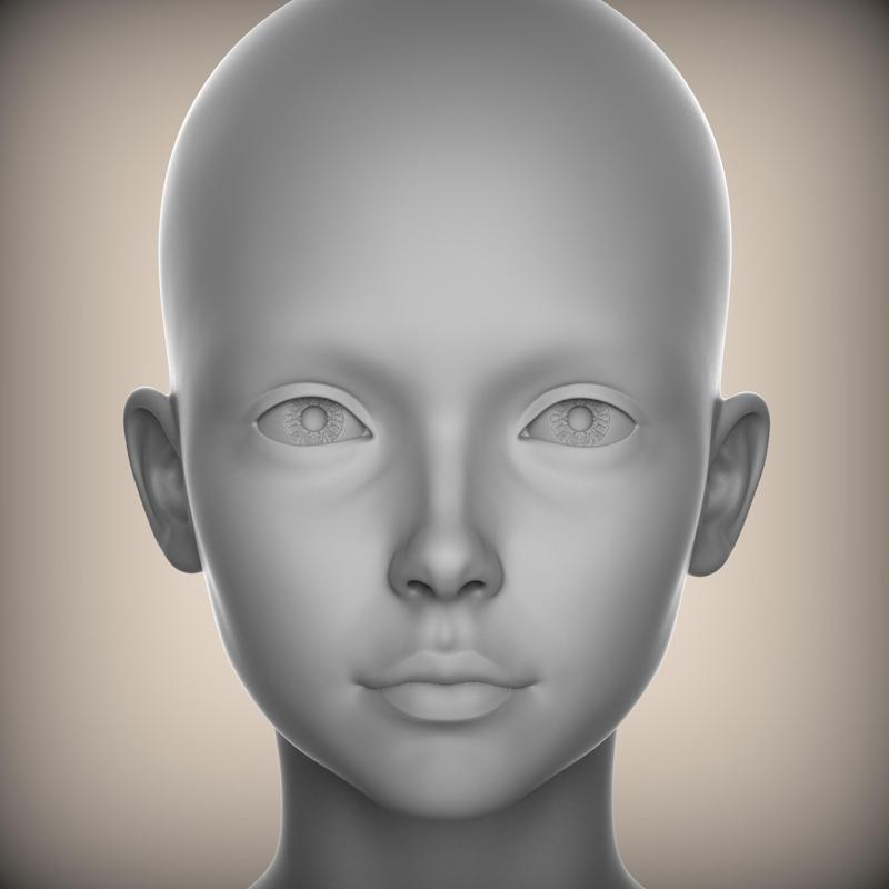 75 3D HEAD FACE FEMALE CHARACTER FEMALE TEENAGER PORTRAIT DOLL BJD LOW-POLY 3D MODEL