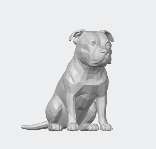 Staffordshire Bull Terrier Staffie dog Figure Low Poly
