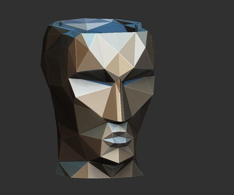 low poly man bust vases planter