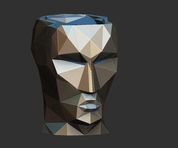 low poly man bust vases planter