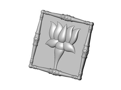Square lotus flower motif onlay ornament relief 3D print model